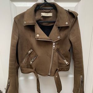 Zara faux suede moto style jacket, size M